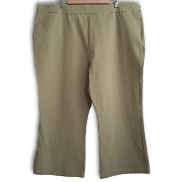 ISAAC MIZRAHI / High Rise Bootcut Crop Ankle Casual Pants Green Sz 3X Flawed - Picture 1 of 12